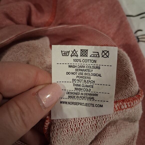 Norse Projects Crewneck Sweatshirt "Vorm Sweat" Sweater Size S Pink Long Sleeve - Picture 7 of 7